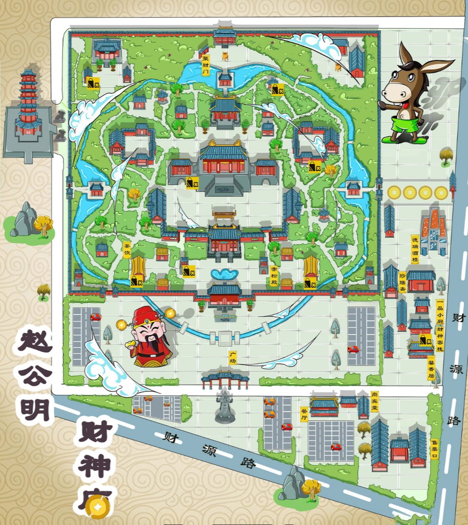 田阳寺庙类手绘地图